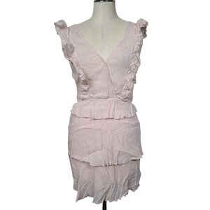 Suboo Pink Ruffle V Neck Sleeveless Mini Dress 6
